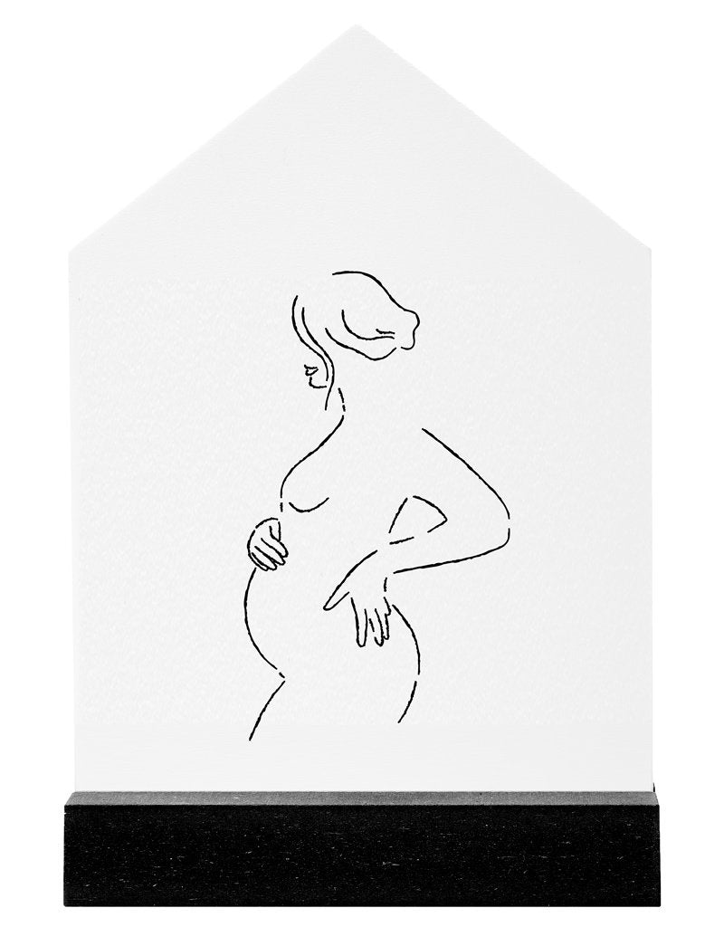 Huisje wit mijn lijntekening vrouw in verwachting