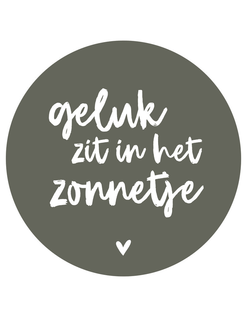 Muurcirkel -  Groen met tekst 'Geluk zit in het zonnetje' - Lounge&Lifestyle