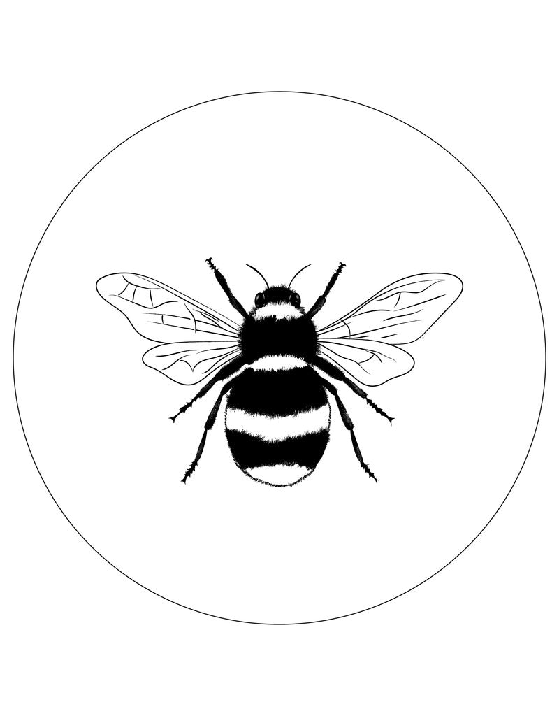 Muurcirkel - Wit met Hommel - Lounge&Lifestyle