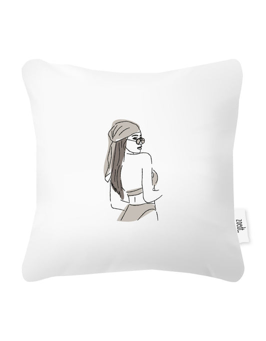 Buitenkussen Vrouw met Bandana | Waterafstotend Sierkussen 40x40 cm