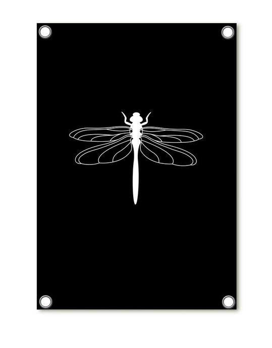 Tuinposter zwart met witte libelle - Lounge&Lifestyle